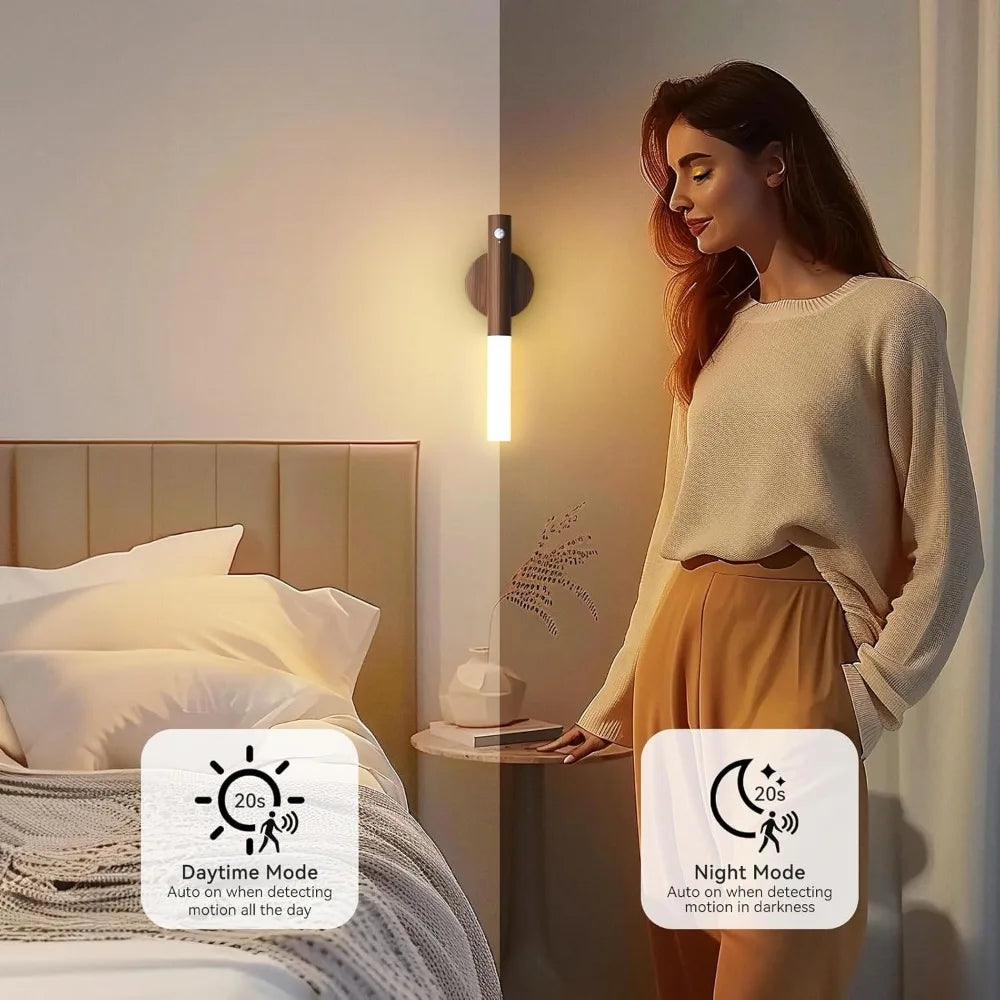 LED Motion Sensor Night Light – USB Rechargeable Intelligent Bedside Lamp