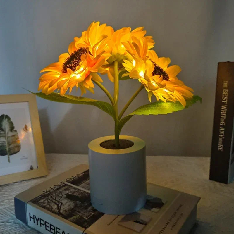 Rechargeable Sunflower LED Night Light – Decorative Bedside & Desktop Table Lamp for Bedroom Lighting