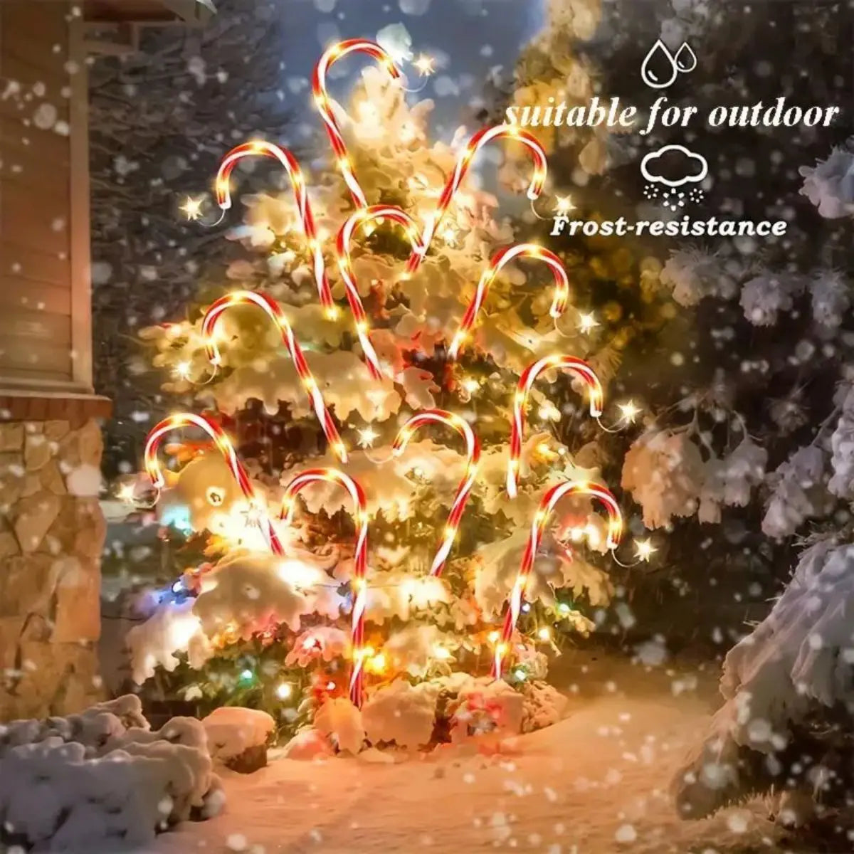 8PCS Solar Garden Cane Lights – 8-Function Waterproof Decorative Xmas Candy Lights