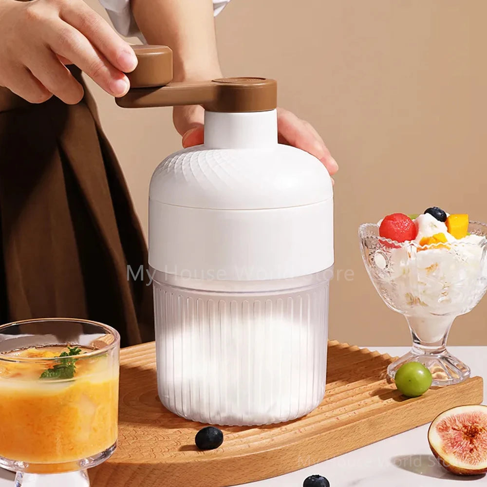 Mini Shaved Ice Machine – Hand-Operated Ice Crusher for Milkshakes & Household Use