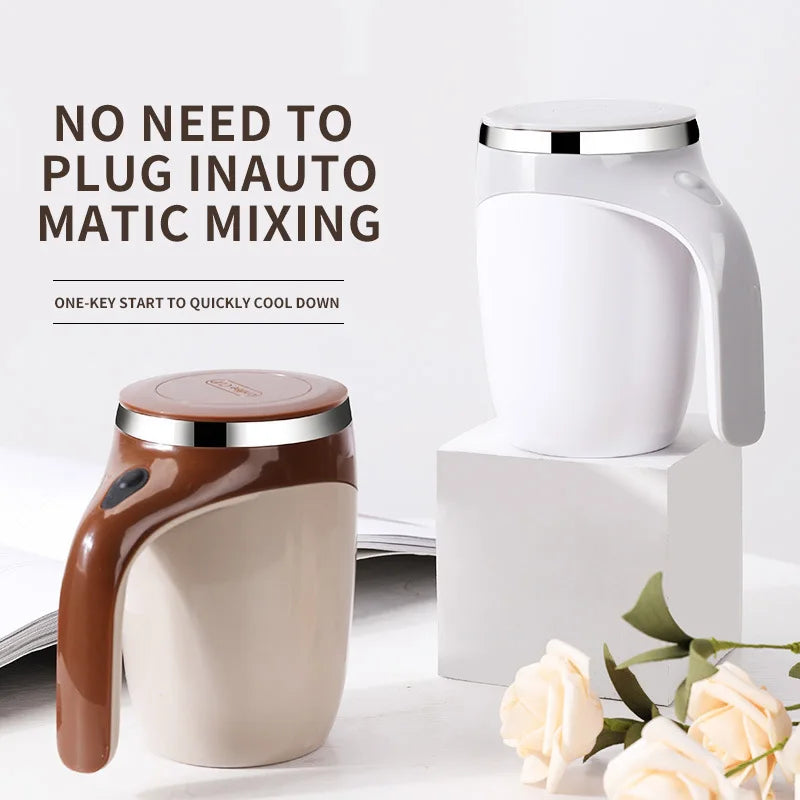 Rechargeable Automatic Stirring Mug – Portable Electric Coffee Cup with Magnetic Stainless Steel Stirrer