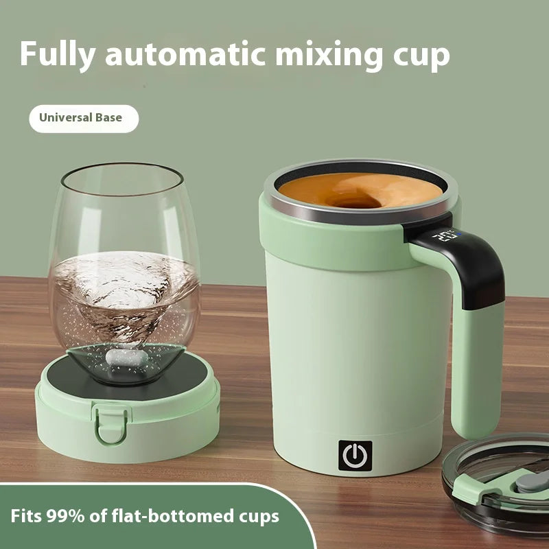 Smart Temperature-Measuring Automatic Stirring Cup – Magnetic Electric Portable Coffee & Milkshake Cup