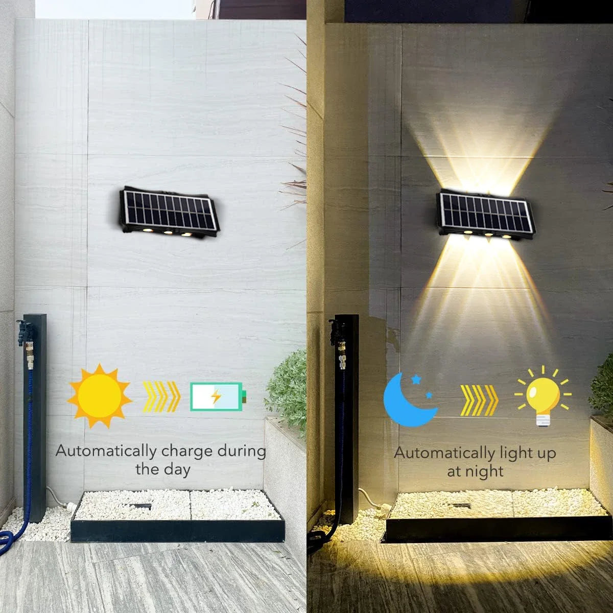 Solar Wall Lamp – Outdoor Waterproof Warm Light for Balcony, Yard & Garden Exterior Decoration