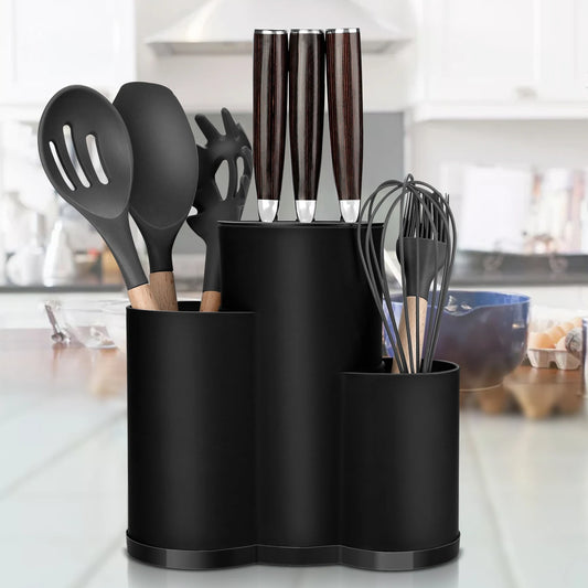 Multi-Function Knife Holder & Utensil Stand – PP Flatware Drainer Kitchen Organizer Rack