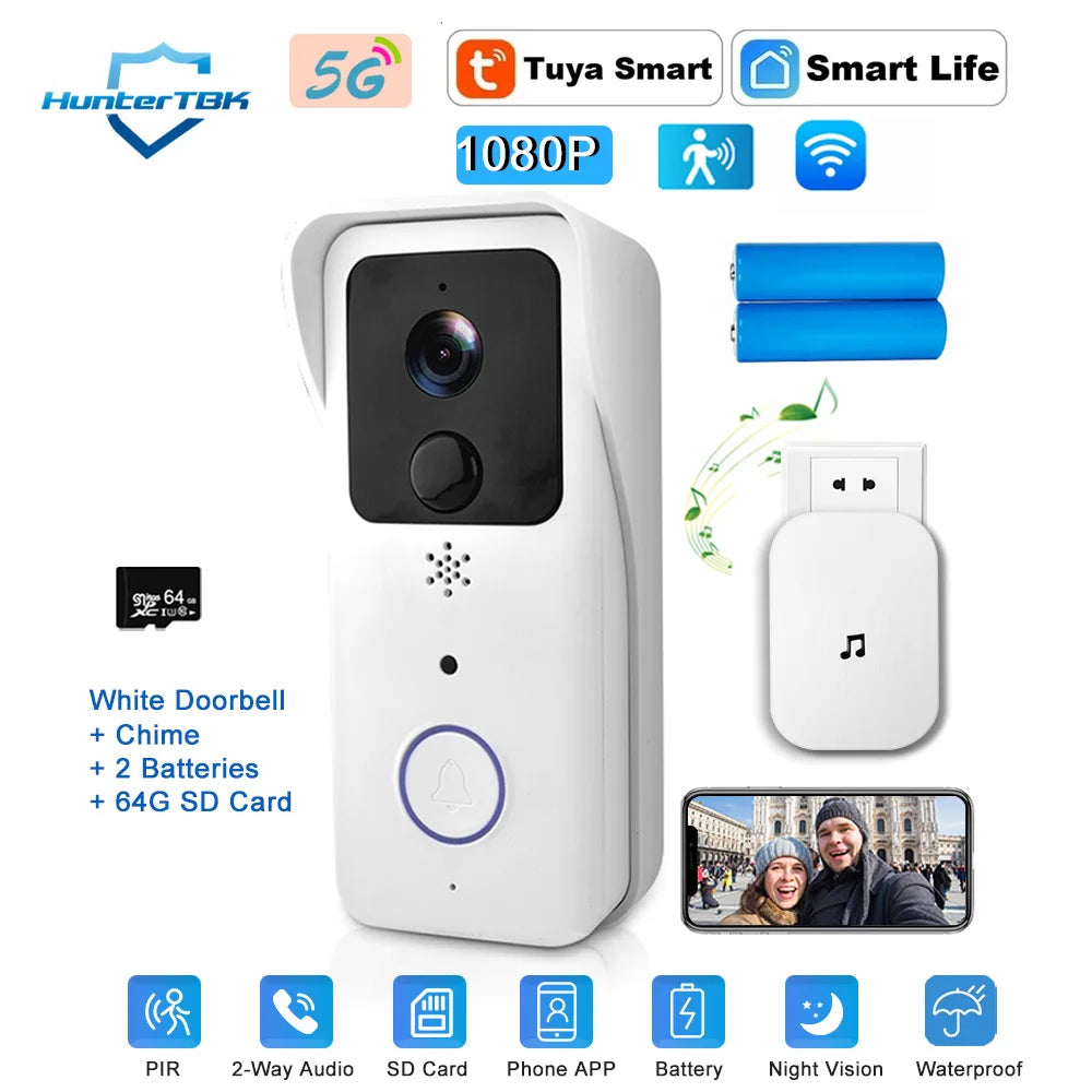 5G/2.4G WiFi Video Doorbell – 1080P Smart Outdoor Wireless Camera with Intercom & Waterproof