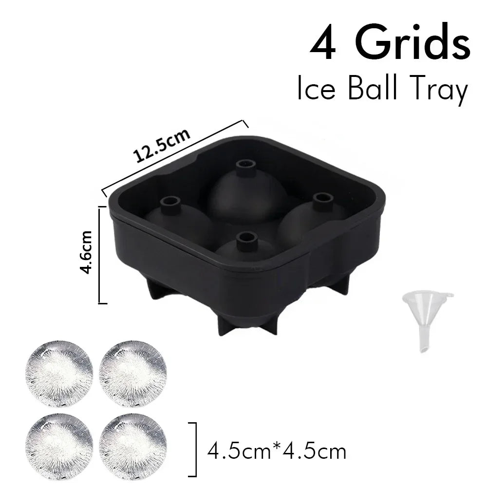 4/6/8 Grid Silicone Ice Cube Molds – Square & Ice Ball Tray with Lid for Whiskey & Drinks