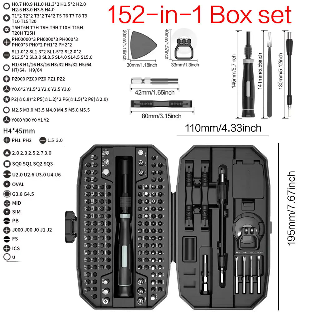Precision Screwdriver Set (152/25 in 1) – Professional Laptop & Computer Repair Kit with T5 & T6 Torx Bits