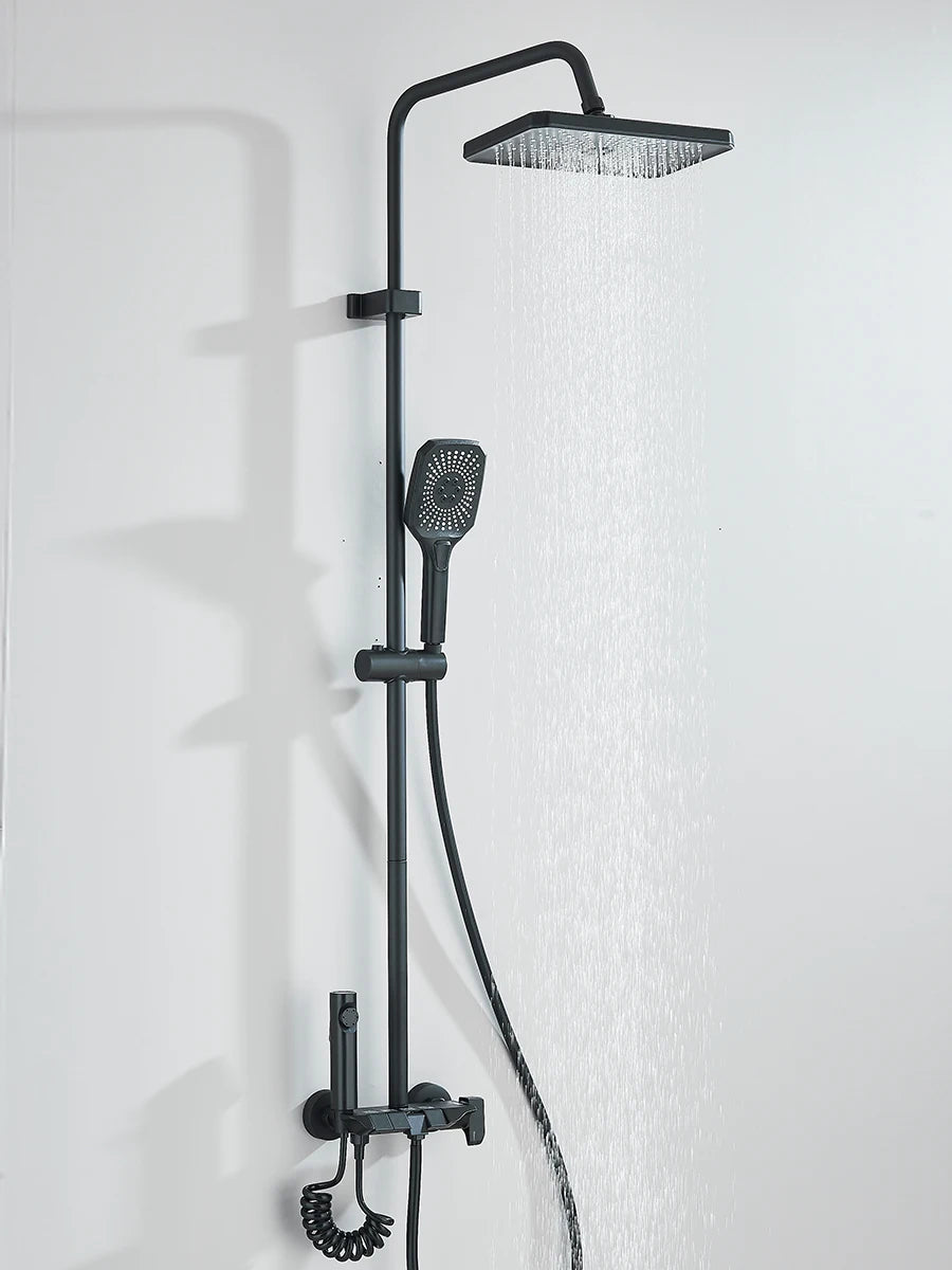 4-Way Piano Shower System – Rainfall Shower Kit with Bidet Faucet, Hot & Cold Water Mixer for Bathroom