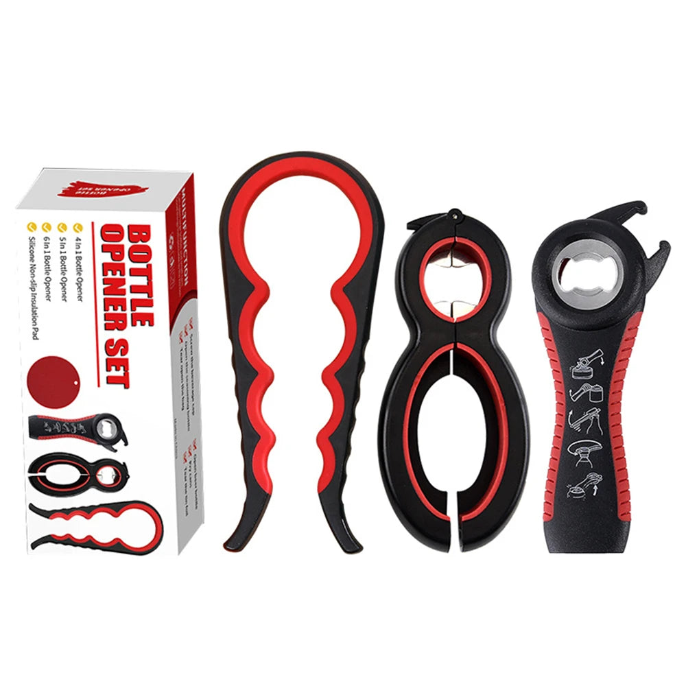 4-in-1 Multi-Functional Can & Bottle Opener – Anti-Slip Cap Twister for Kitchen Use