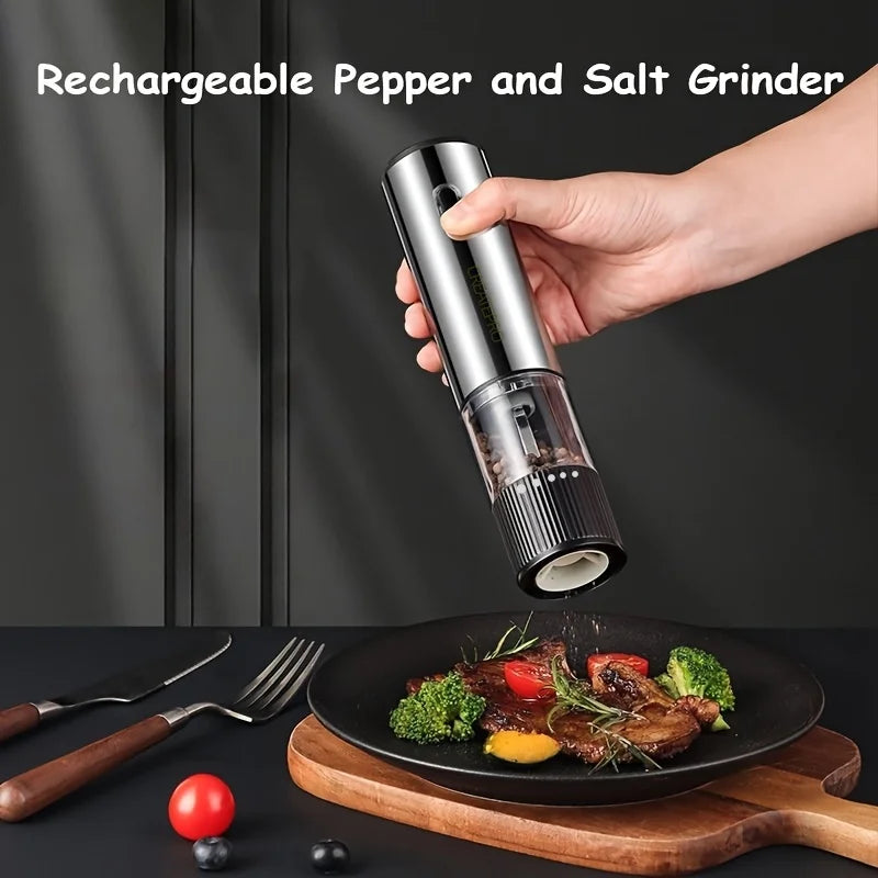 Electric Salt and Pepper Grinder Automatic Rechargeable Pepper Mill Shakers Adjustable Coarseness Kitchen Appliances