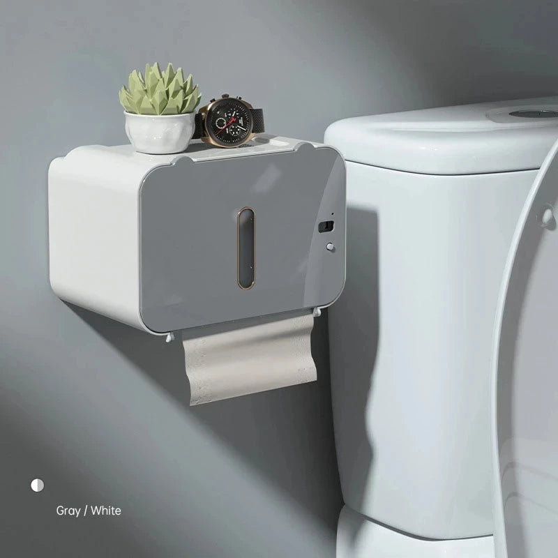 Automatic Induction Toilet Paper Holder – Wall-Mounted WC Paper Dispenser with Shelf for Bathroom
