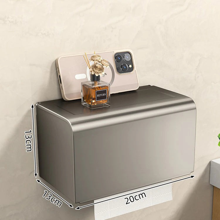 Waterproof Wall-Mounted Toilet Paper Box – Perforated Roll & Towel Storage Shelf Organizer for Bathroom