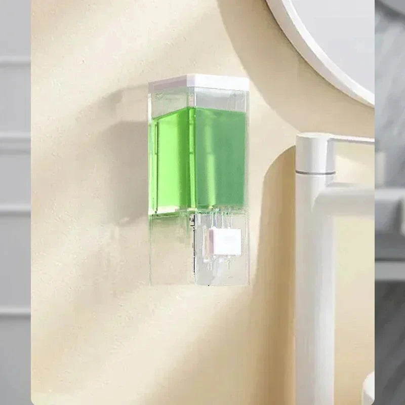Manual Wall-Mounted Soap Dispenser – Transparent Traceless Bathroom Sanitizer Bottle