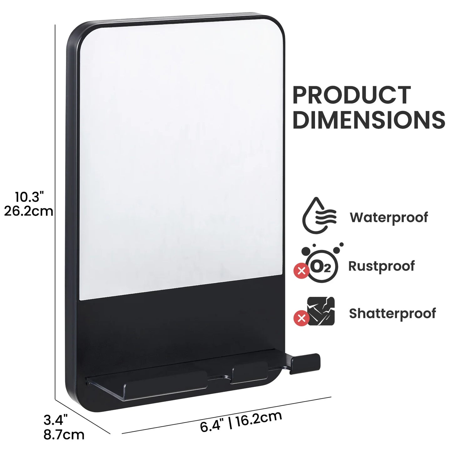 TAILI Fogless Shower Mirror for Shaving – Fog-Free Bathroom Mirror with Razor Holder, Suction Mount, Rust-Proof & Removable