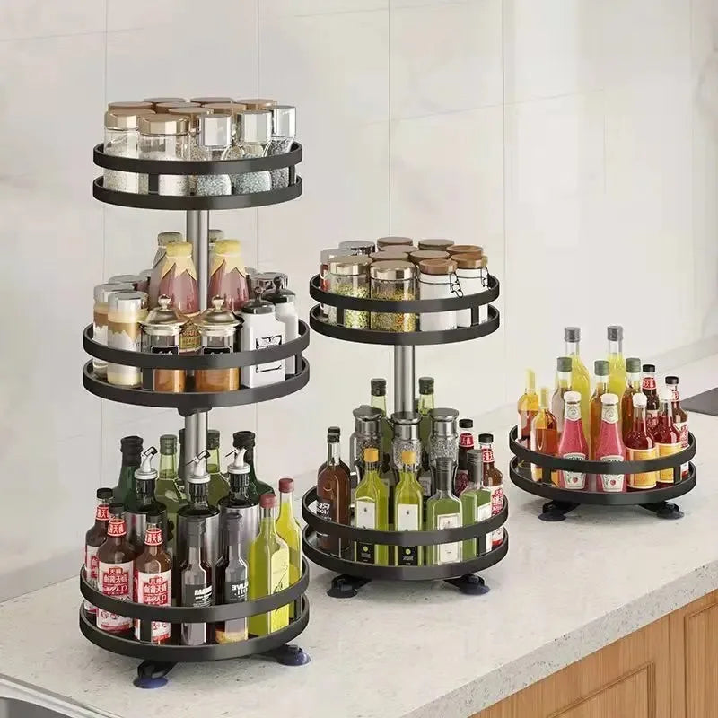360° Rotating Spice Rack Organizer – Non-Skid Storage Tray for Kitchen Seasonings
