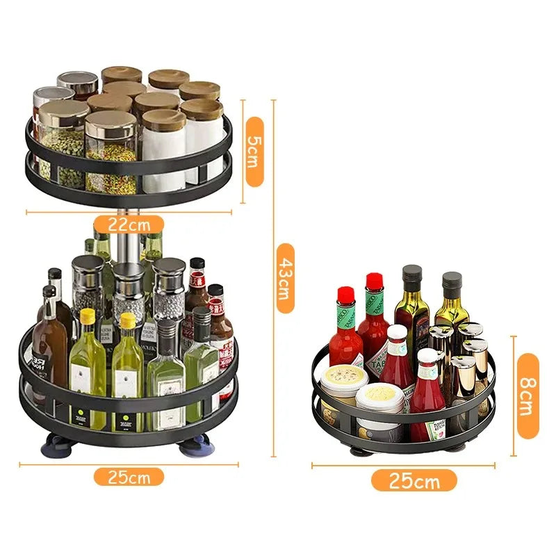 360° Rotating Spice Rack Organizer – Non-Skid Storage Tray for Kitchen Seasonings