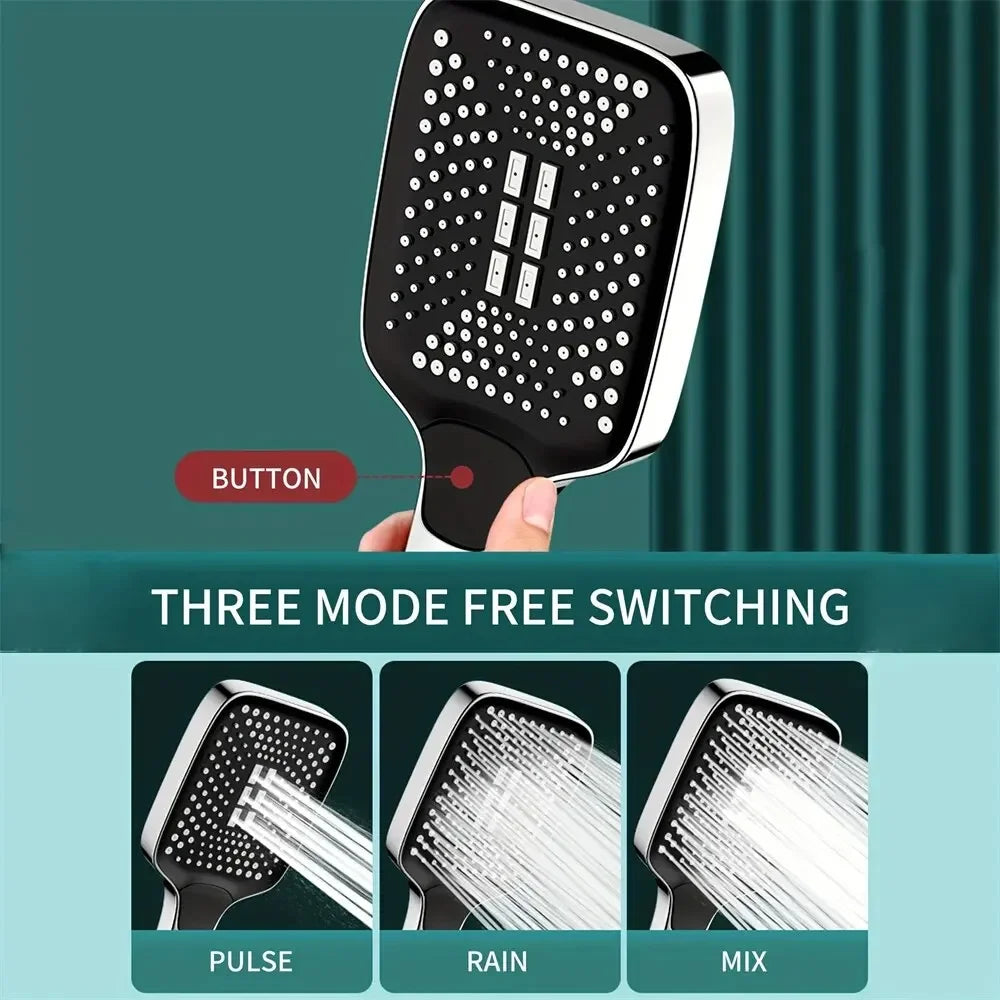 Adjustable 3-Mode Rainfall Shower Head – High Pressure Water-Saving Bathroom Shower Mixer
