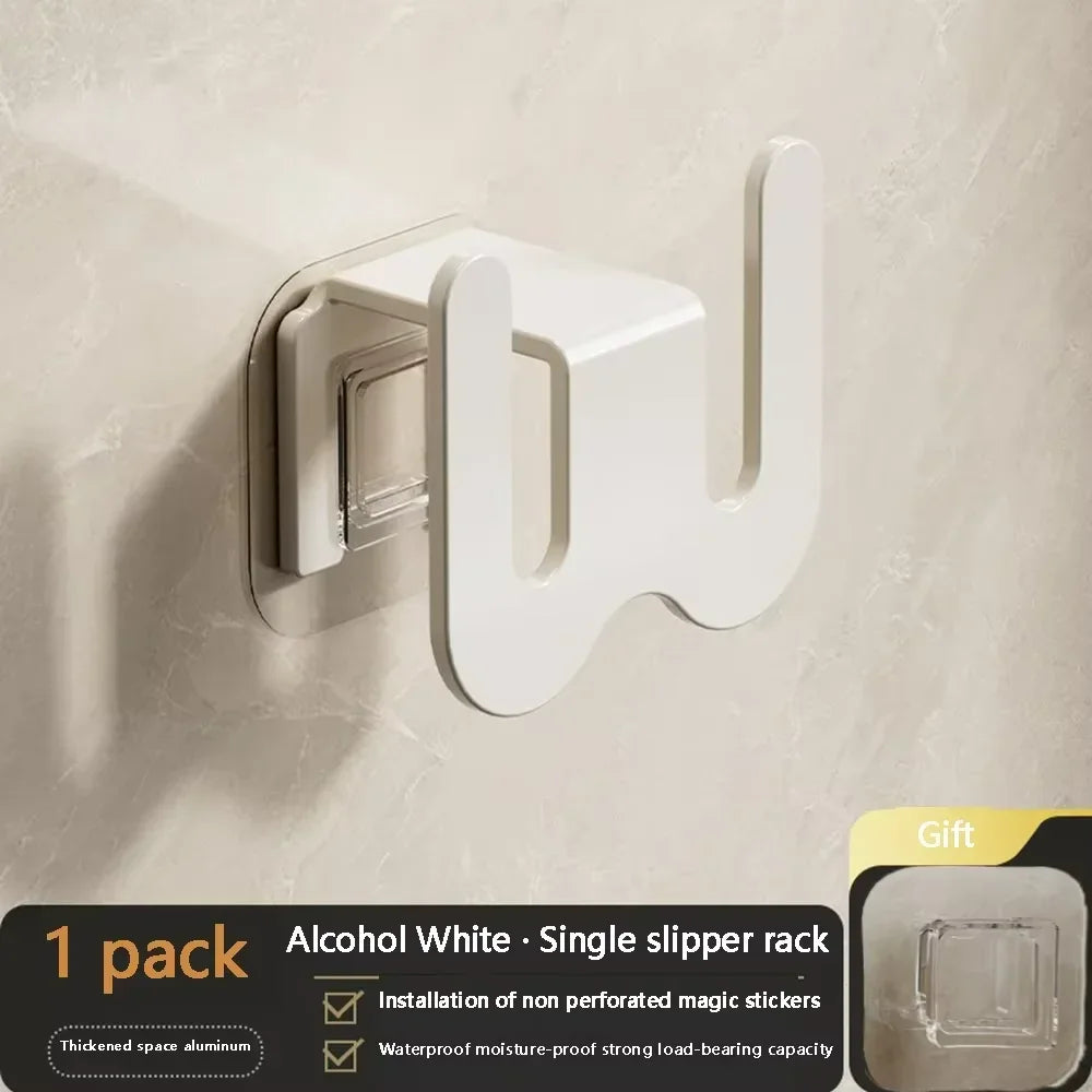 Wall-Mounted Shoe & Slipper Rack – Non-Perforated Bathroom Storage with Back Drainage