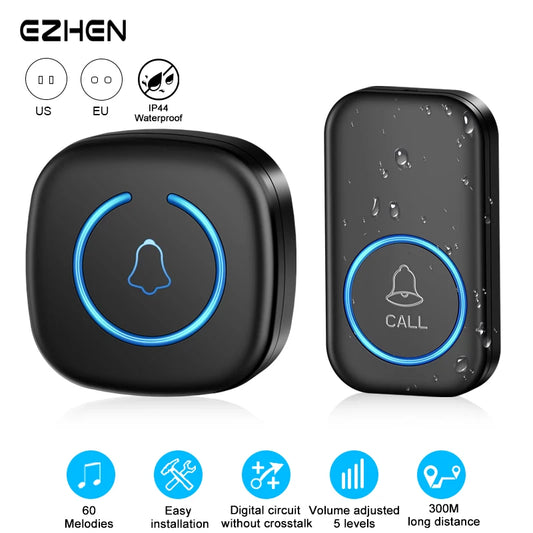 Wireless Smart Doorbell – 300M Long Range Home Door Chime with 60 Melodies