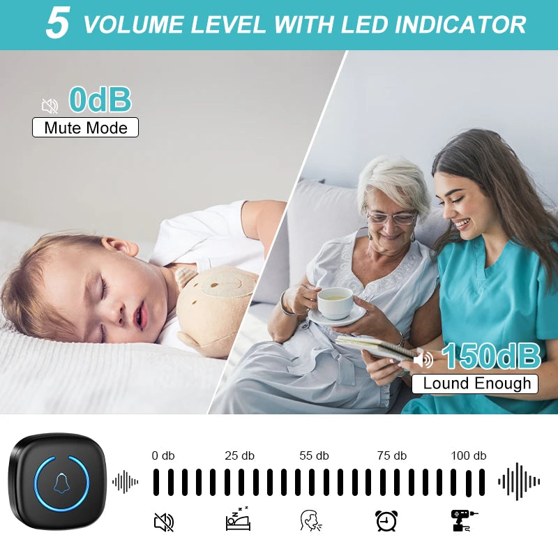 Wireless Smart Doorbell – 300M Long Range Home Door Chime with 60 Melodies