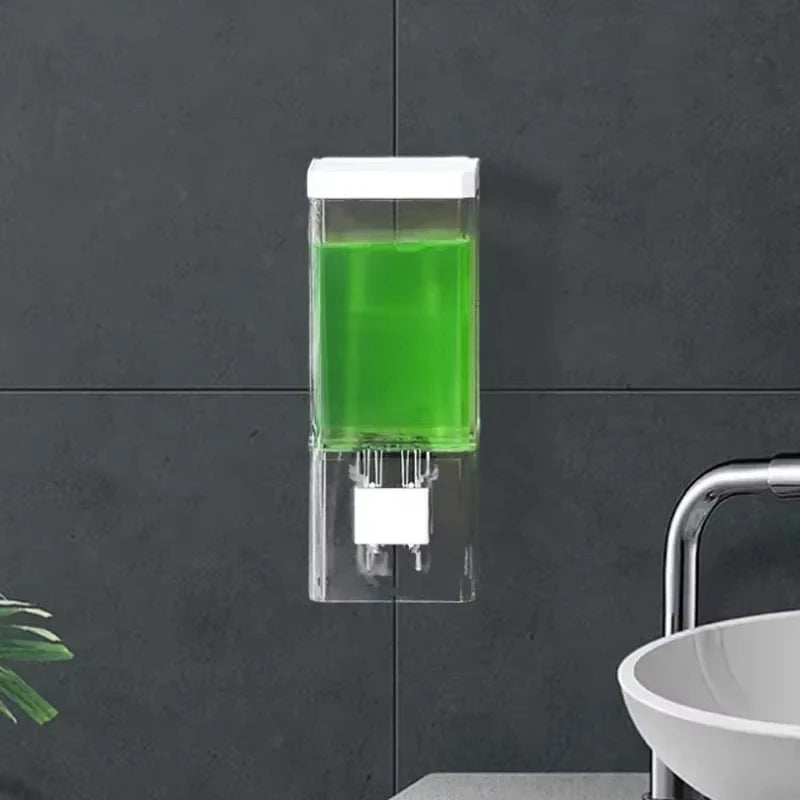 Manual Wall-Mounted Soap Dispenser – Transparent Traceless Bathroom Sanitizer Bottle
