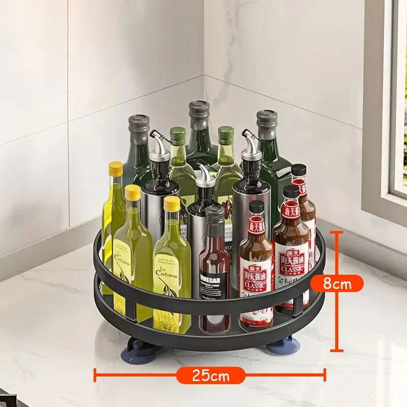 360° Rotating Spice Rack Organizer – Non-Skid Storage Tray for Kitchen Seasonings