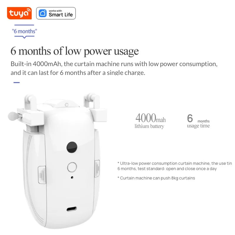 Tuya Smart Curtain Robot – Bluetooth App Control, Timed Switch & Pull-to-Start (8KG Load)