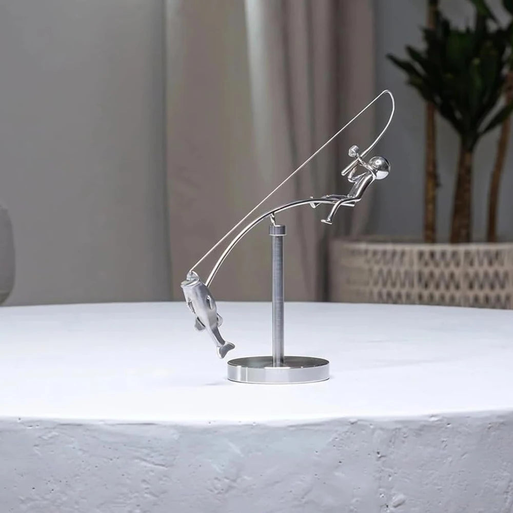 The Fisherman Balancing Sculpture – Kinetic Desk Art for Home & Office Decoration