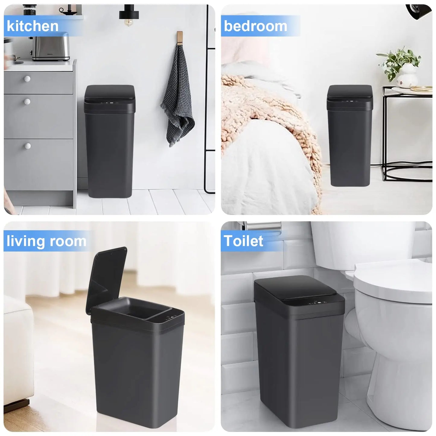 12L Touchless Motion Sensor Trash Can – Automatic Kitchen & Bathroom Waste Bin