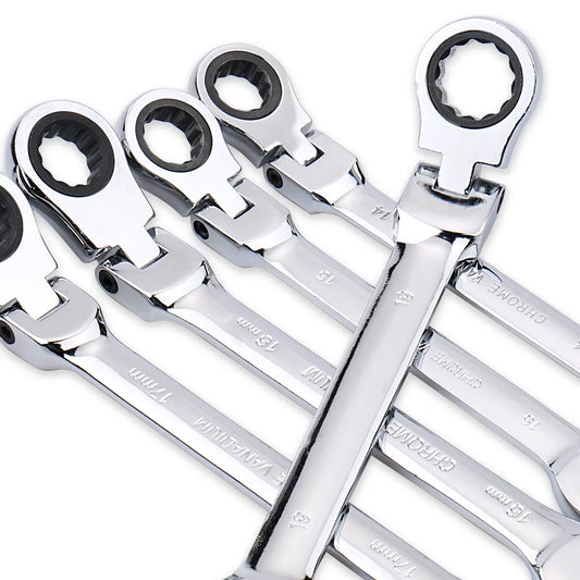 72-Tooth Ratchet Wrench Set – Flexible Head Spanner 6–27mm for Auto & Home Repair