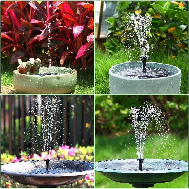 Outdoor Solar Fountain Pump – 1/1.5/2.5W with 6 Nozzles for Garden Pond & Decoration