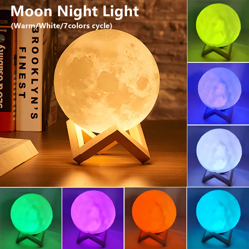 LED Moon & Galaxy Night Light – Book Light for Kids Bedroom Decoration & Gift