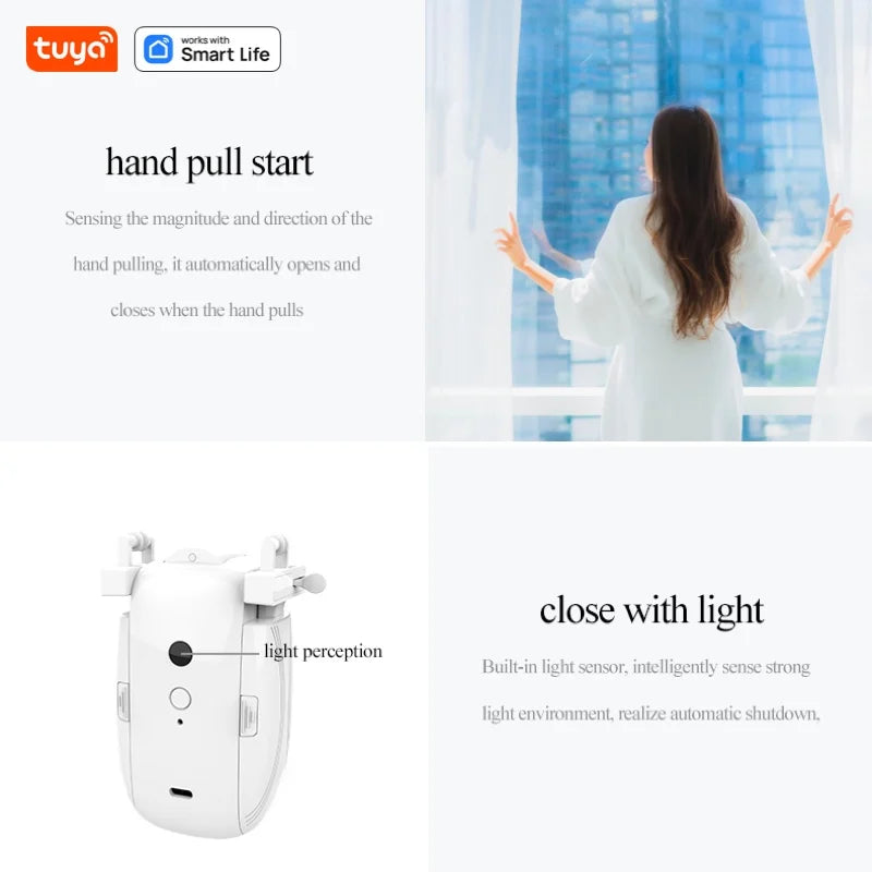 Tuya Smart Curtain Robot – Bluetooth App Control, Timed Switch & Pull-to-Start (8KG Load)