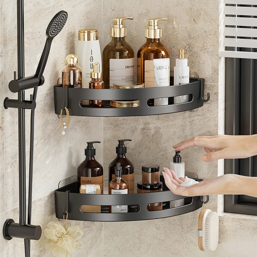 No-Drill Waterproof Shower Shelf – Strong Adhesive Wall-Mounted Bathroom Organizer (1/2/3 PCS)