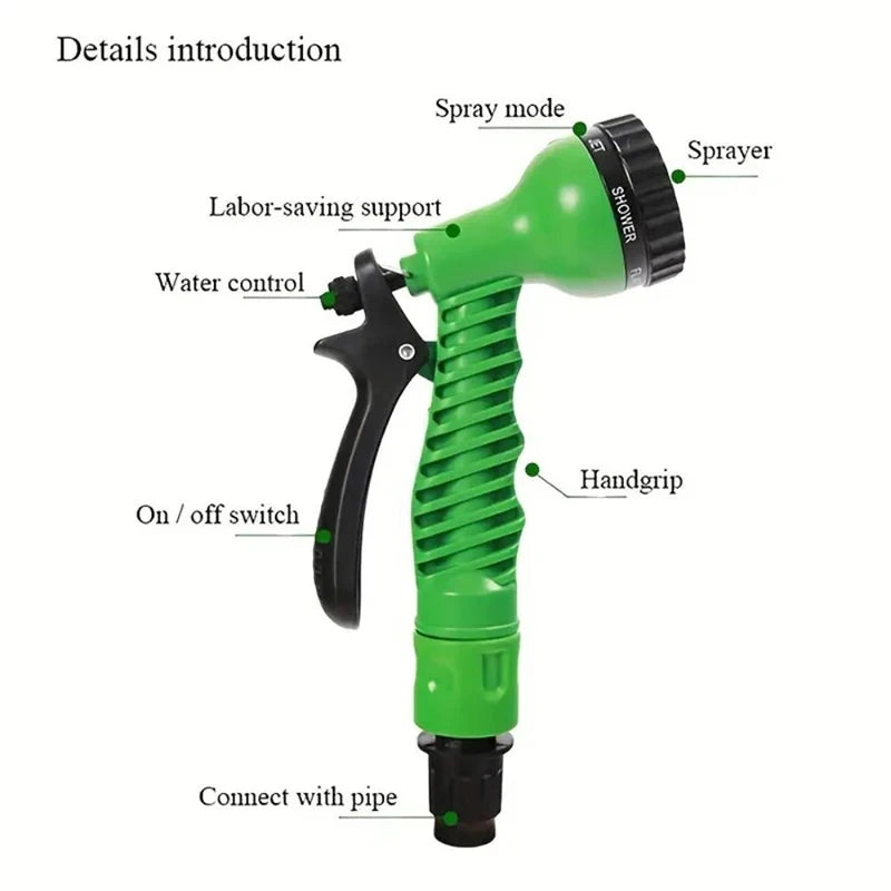 Expandable Magic Garden Hose – High-Pressure Car Wash Hose with 7 Spray Functions