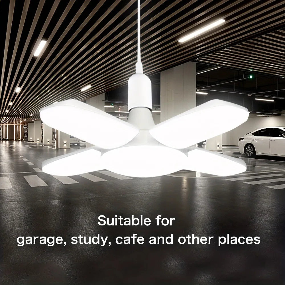 E27 Foldable Fan-Shaped LED Bulb – 28W Deformable Ceiling Light 6500K